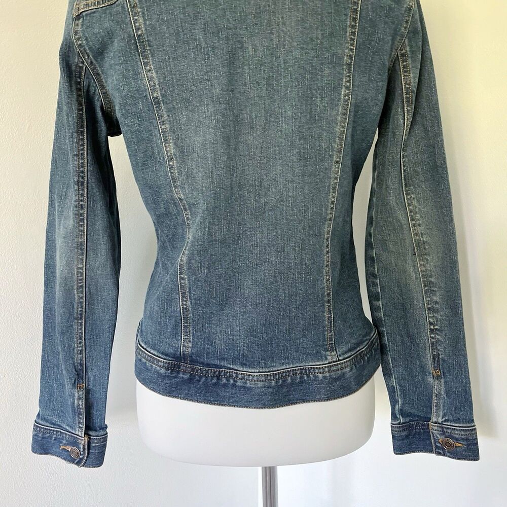 Vintage Old Navy Denim Jacket S Small Stretch Cotton Y2K Revival Utility Chic - Picture 16 of 16